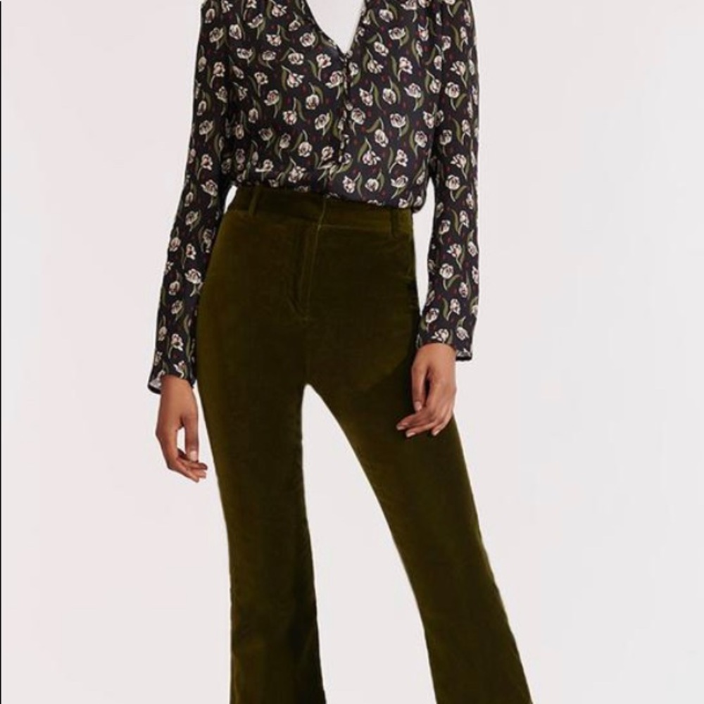 Veronica Beard Olive Velvet Pants